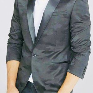 Express Black Camo Tuxedo Jacket Photographer Fit